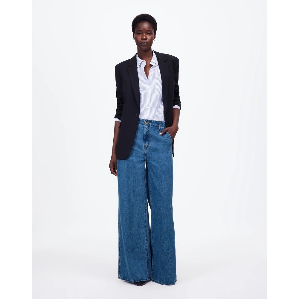 Madewell Wide Sweep Trouser Jeans Medium Wash High Rise Wide Leg Denim Size 29